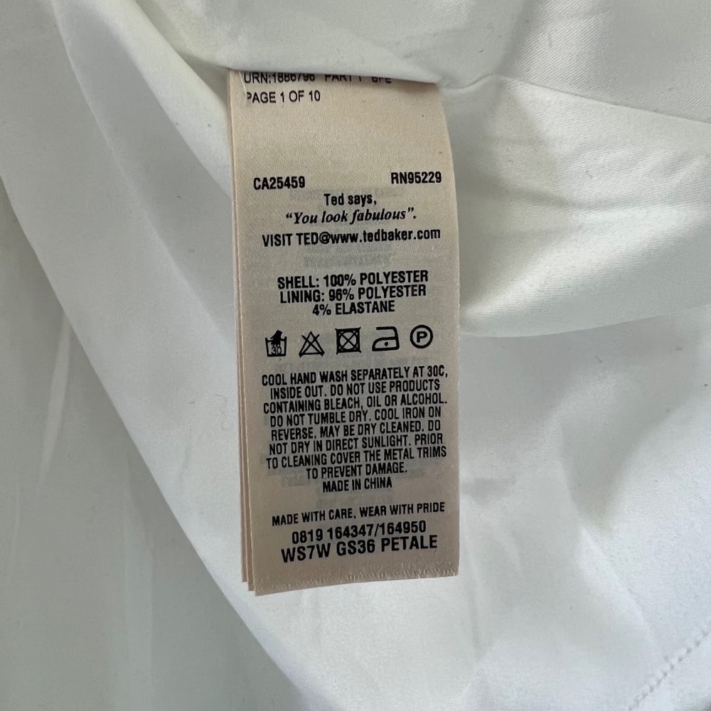 Ted Baker White Floral Petale Passion Flower Full Midi Skirt Size 1 - Picture 13 of 15